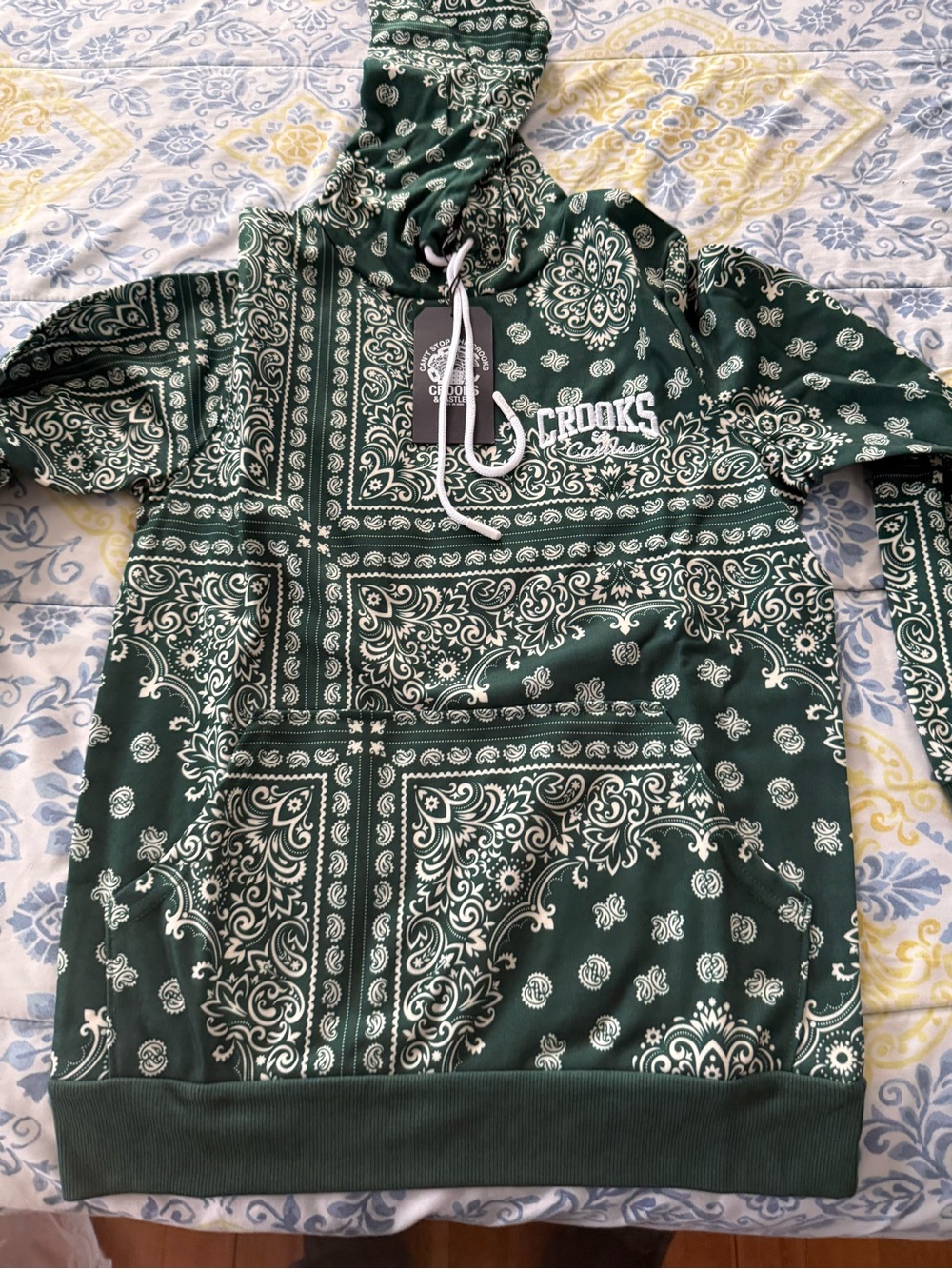 Crooks & Castles Green Bandana Print Hoodie
